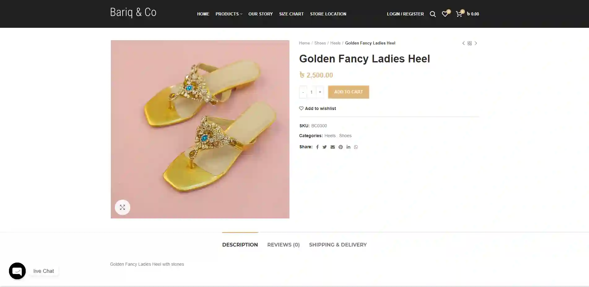 single product Golden Fancy Ladies Heel Bariq Co